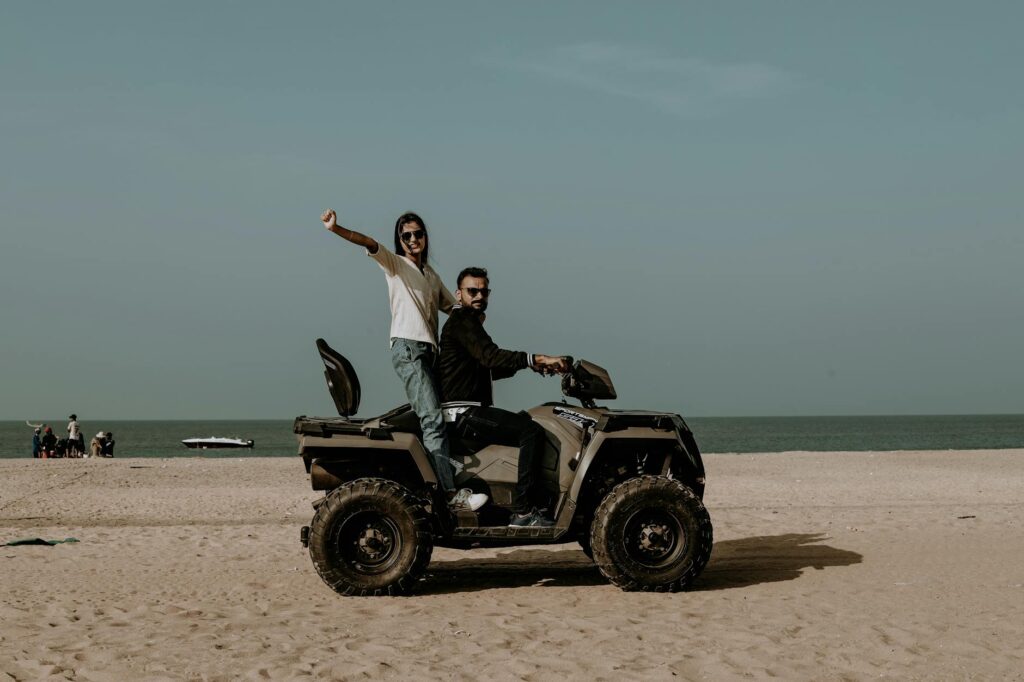 couple posing on quad